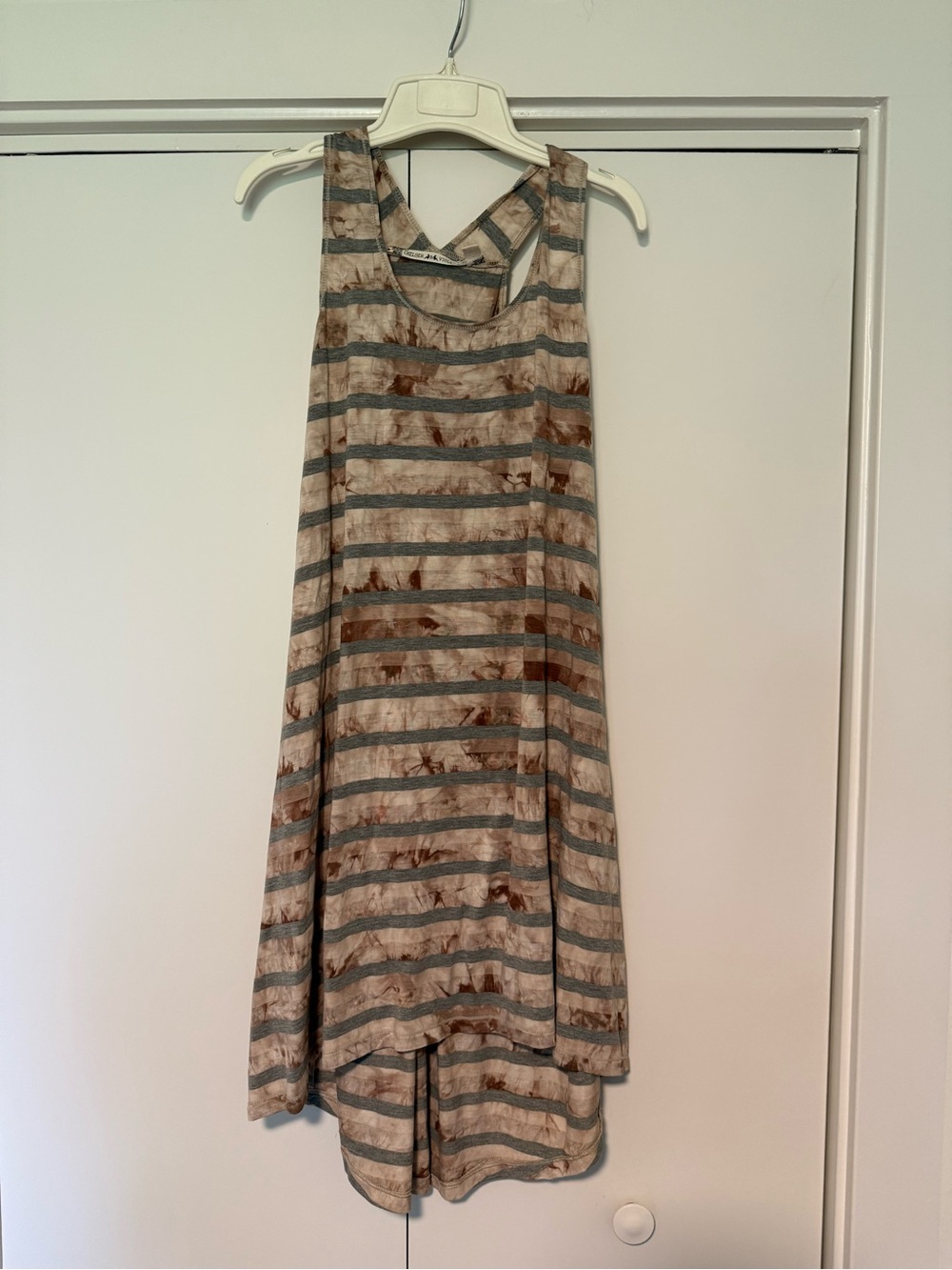 Chelsea & Violet Beige and Brown Striped Tank Dress